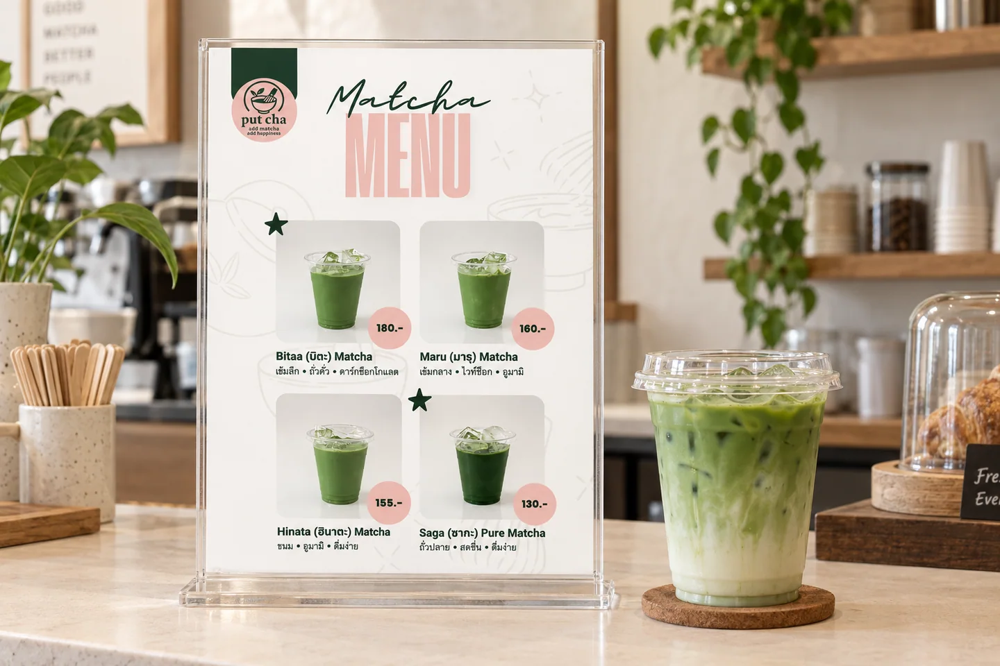 มอคอัพงาน PUTCHA MATCHA — MENU DESIGN